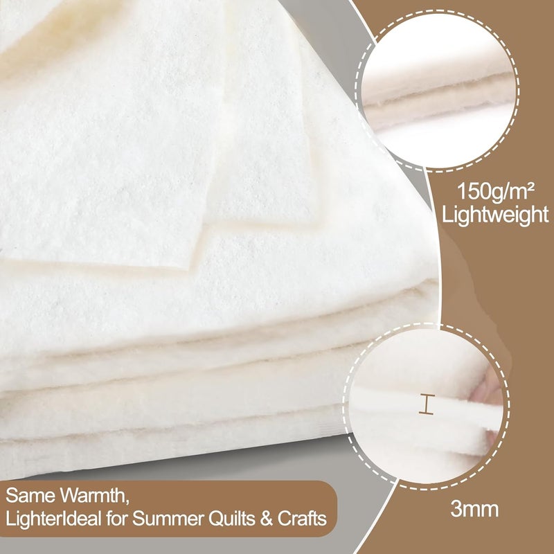 Drounphi Natural Cotton Batting for Quilting - 150g/m² Lightweight, 40"x40" - Crafting Material for Blankets, DIY Projects, Home Decor - Image 3